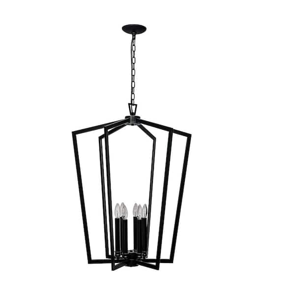 Unbranded Grace Indoor 6-Light Black Lantern Chandelier