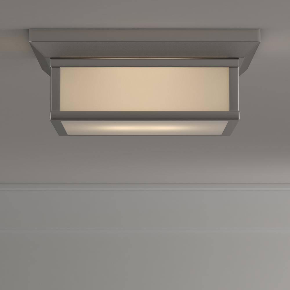Elegant Polished Nickel Flush Mount Ceiling Light with White Glass