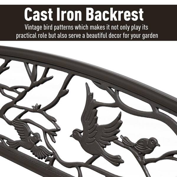 Outsunny 50 Garden Bench - Vintage Metal Loveseat With Bird Pattern For Outdoor Patio
