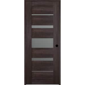30 in. x 96 in. Right-Hand 7 Lite Frosted Glass Solid Composite Core Veralinga Oak Wood Single Prehung Interior Door