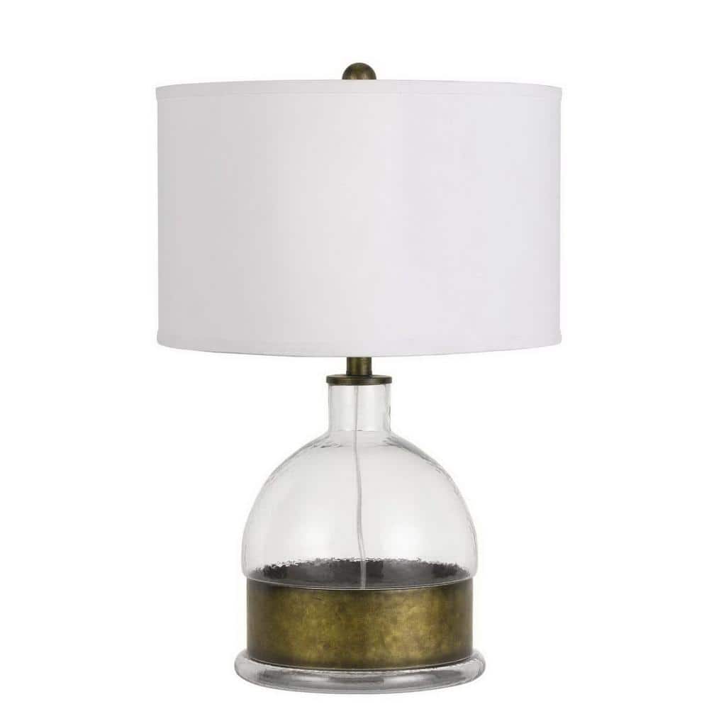 25 in. Clear Glass Table Lamp with White Drum Shade price history on PriceWatchPro