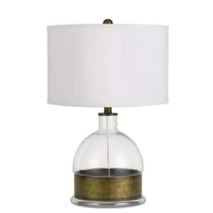 25 in. Clear Glass Table Lamp with White Drum Shade