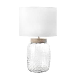 Haines 20 in. Gray Farmhouse Table Lamp, Dimmable