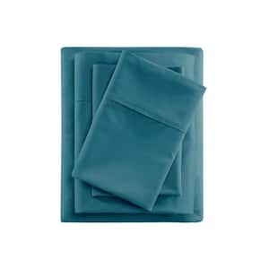 600 Thread Count 4-Piece Teal Cooling Cotton Queen Sheet Set