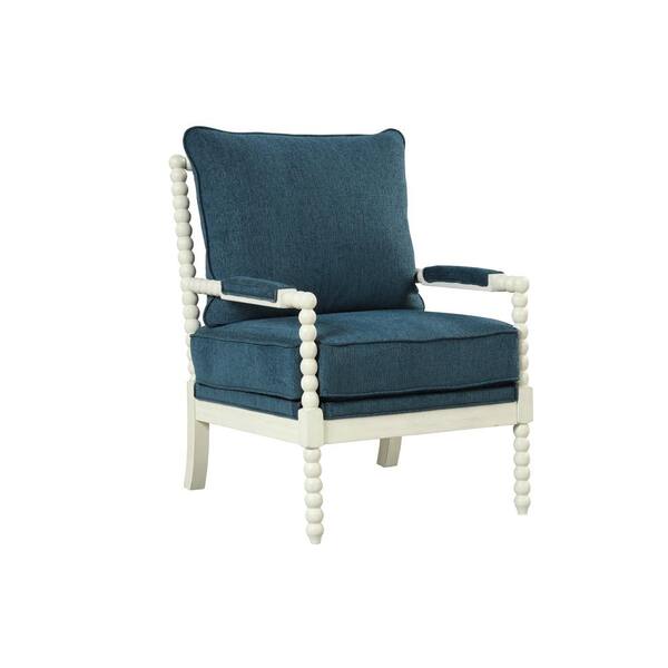 Best Master Furniture Hutch Aegean Blue Fabric Arm Chair in Off White ...