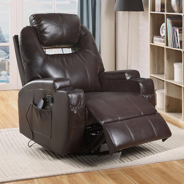 Acme Furniture Waterlily Brown Bonded Leather Match Swivel Rocker
