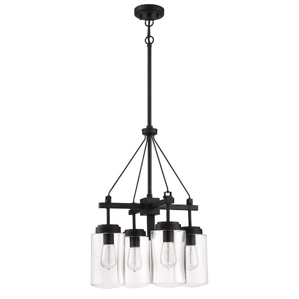 CRAFTMADE Crosspoint 4-Light Espresso Finish w/Clear Glass Transitional Chandelier for Kitchen/Dining/Foyer No Bulb Included
