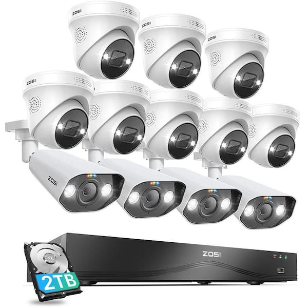 4K 8MP 16-Channel NVR Home Security Camera System with 12 Wired Spotlight Cameras Outdoor, Expand up to 32CH, 4TB HDD