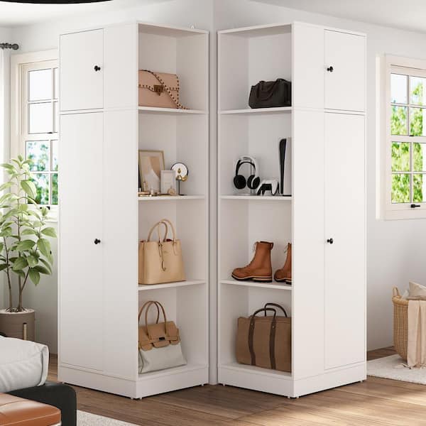 Clothes Closet Storage Cabinet With Metal Handles for Small Living