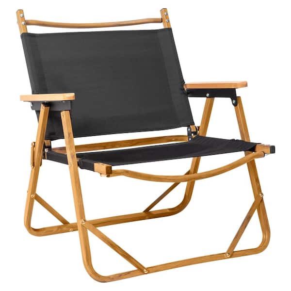 Black Aluminum and 600D Polyester Fabric Portable Folding Camping Chair