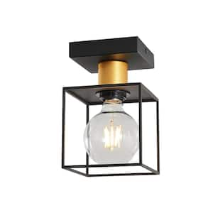 5.12 in. 1-Light Black Semi-Flush Mount No Bulbs Included