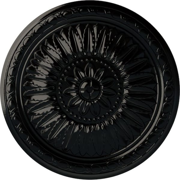 Ekena Millwork 24 in. x 1-5/8 in. Temple Urethane Ceiling (Fits Canopies upto 9-1/4 in.), Black Pearl