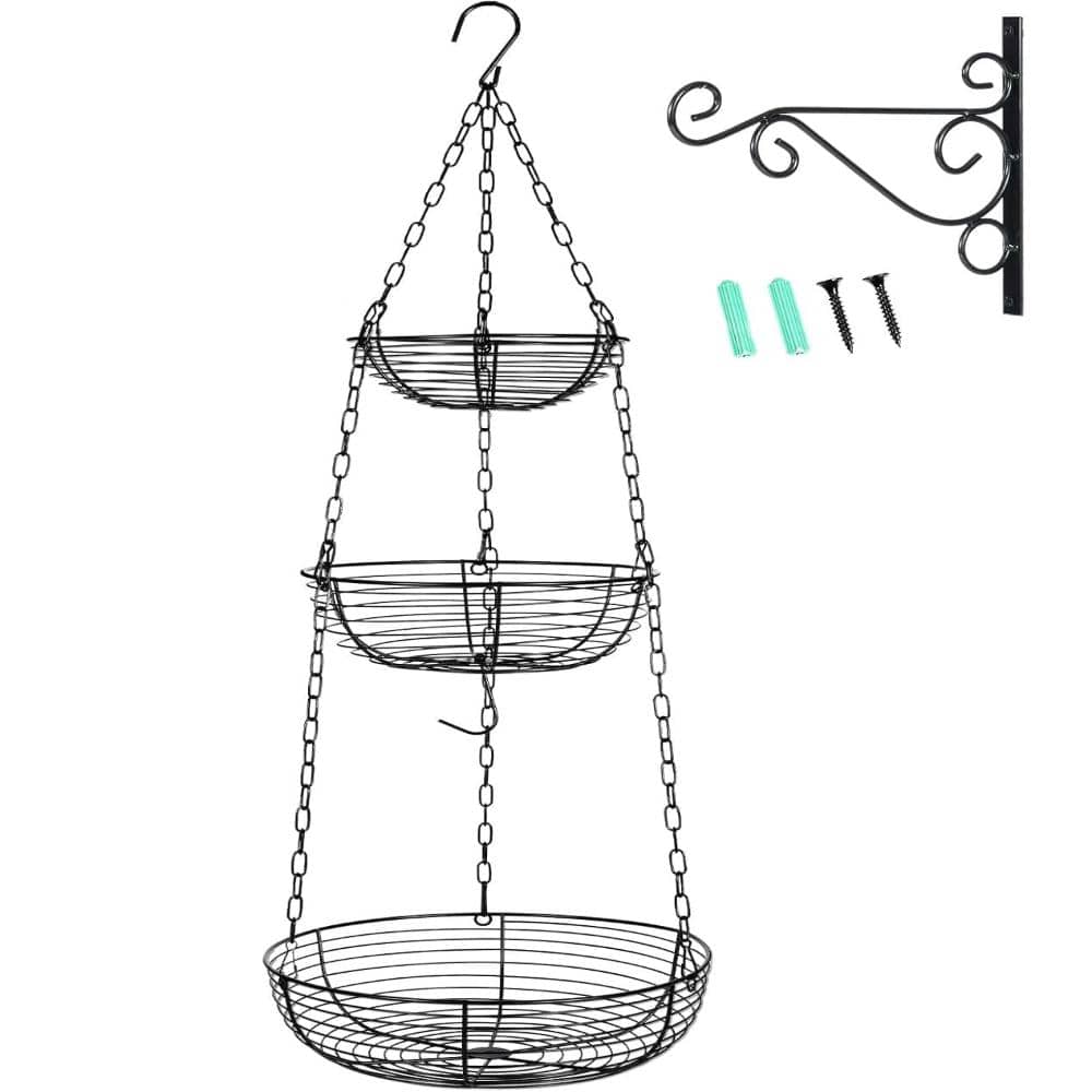 "3-Tier Wall Hanging Fruit Basket 36"" Tall Removable Banana Hook Kitchen Storage" price history on PriceWatchPro
