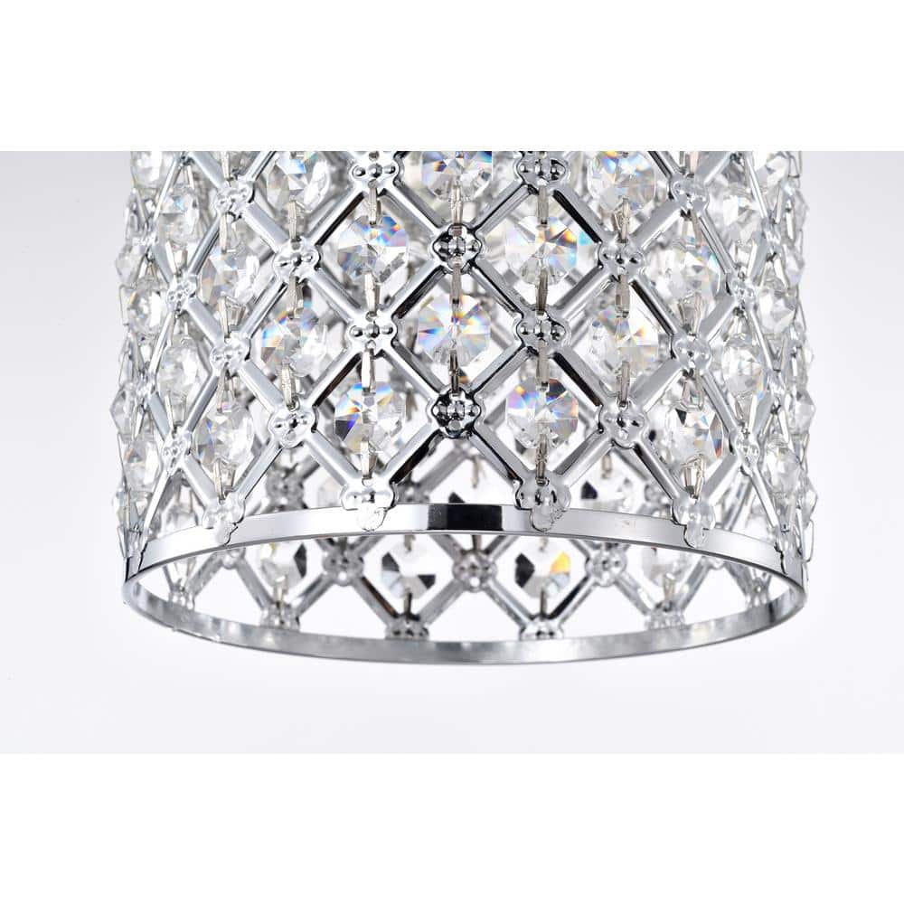 Chrome Crystal Beaded Mini Drum Pendant Light