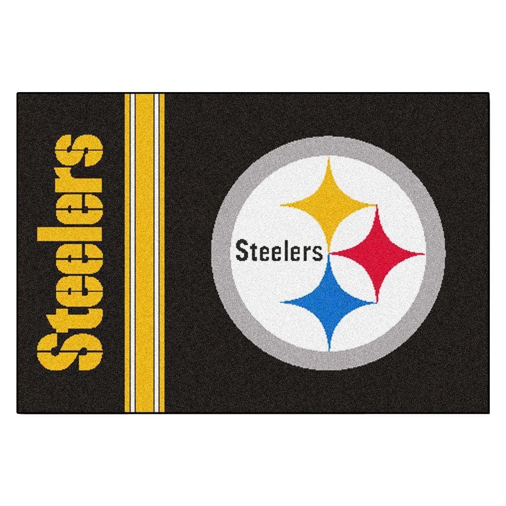 FANMATS Pittsburgh Steelers Black 3 ft. x 2 ft. Mascot Helmet Area