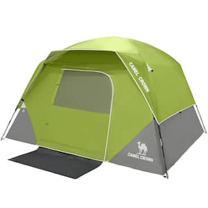 4-Person Waterproof Folding Camping Tent in Green for Family Hiking