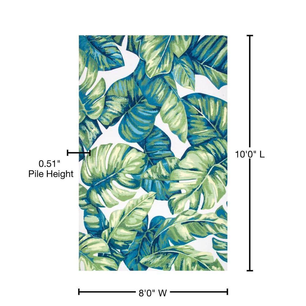 Lisa Green and Blue Synthetic Floral 8' x 10' Area Rug