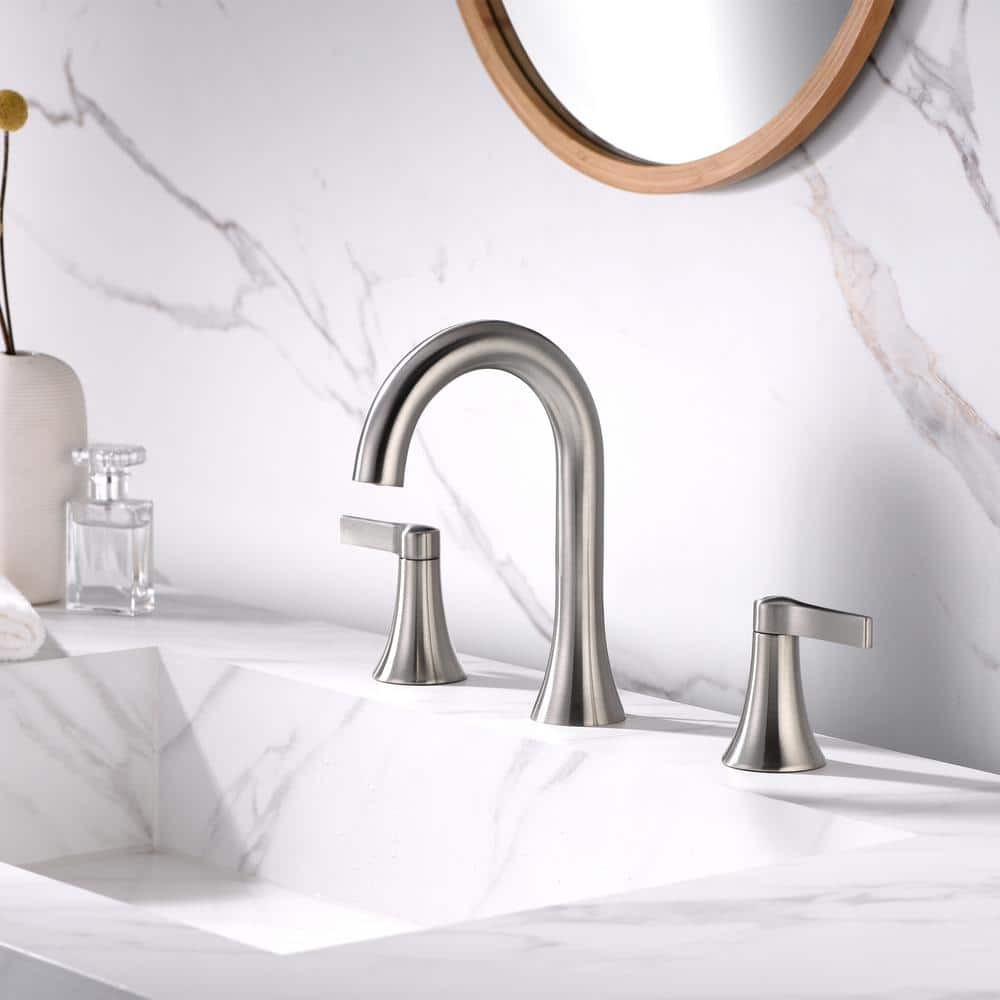 Reesley Brushed Nickel Widespread 2-Handle Bathroom Faucet