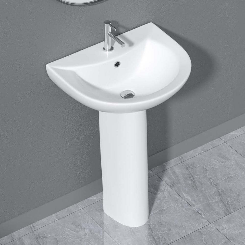 Modern White Ceramic Round Vessel Sink with Overflow and Pre-Drilled Single