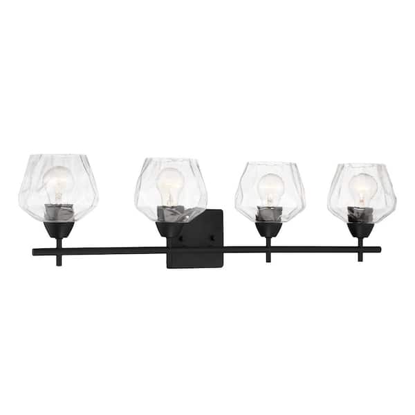 Minka Lavery Camrin 31 in. 4-Light Black Vanity Light with Clear Glass Shades
