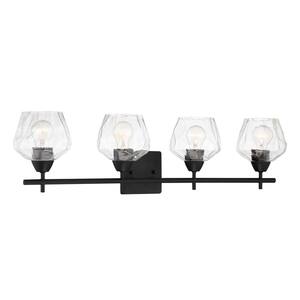 Camrin 31 in. 4-Light Coal Vanity Light with Clear Glass Shades