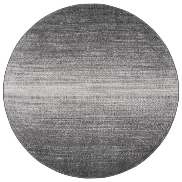 Adirondack 6 ft. x 6 ft. Dark Gray/Light Gray Gradient Transitional Round Area Rug