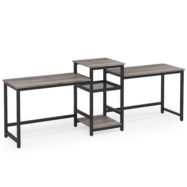 20D x 27W x 22-32H Planner Student Desk with Hard Plastic Top - Grey/Navy