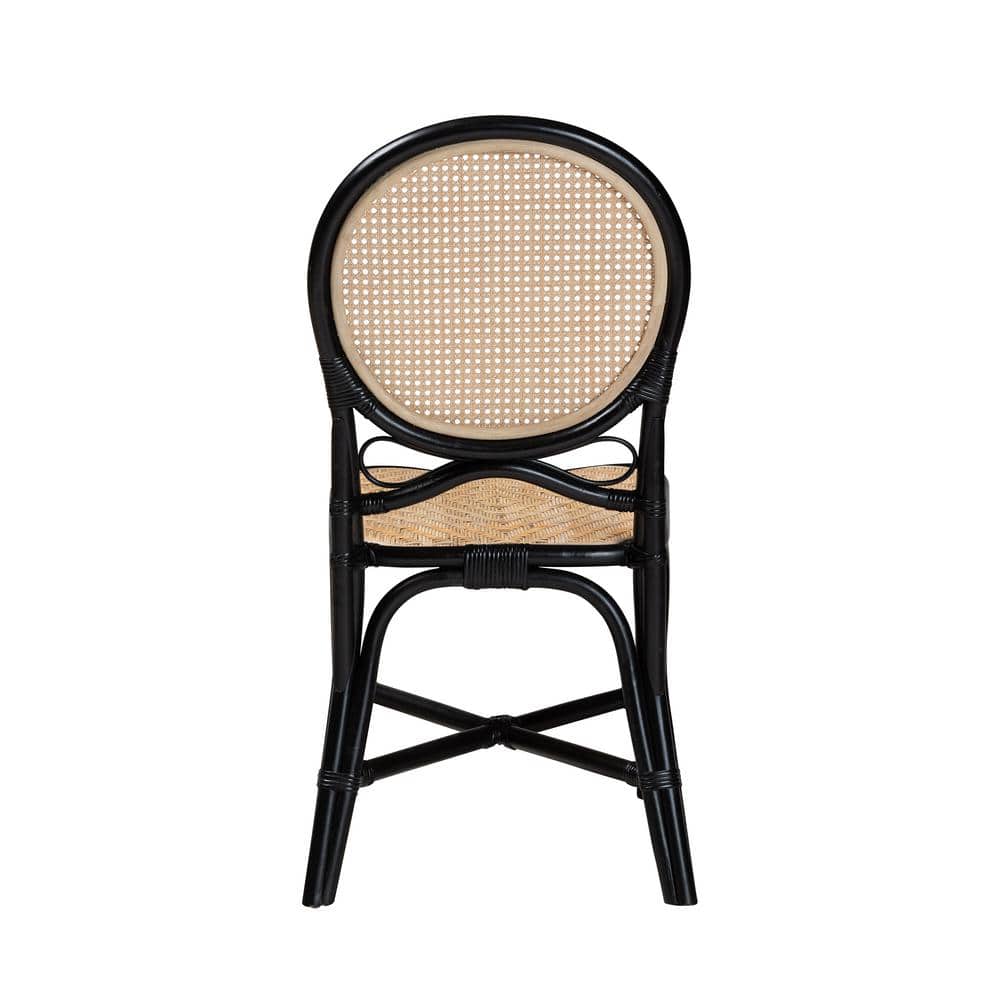 Ayana Black and Natural Rattan Low Side Chair