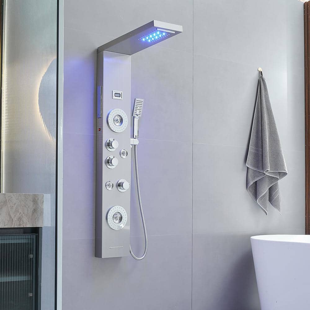 Nickel Chrome Multi-Function LED Shower Panel System