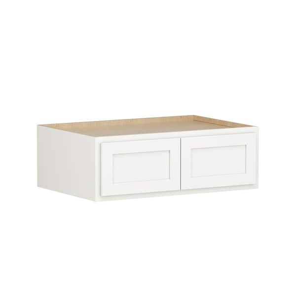 SIMPLY WOODMARK PRO Shaker Full Overlay 24 in. W x 12 in. D x 36 in. H Plywood Assembled Wall Kitchen Cabinet in Linen White
