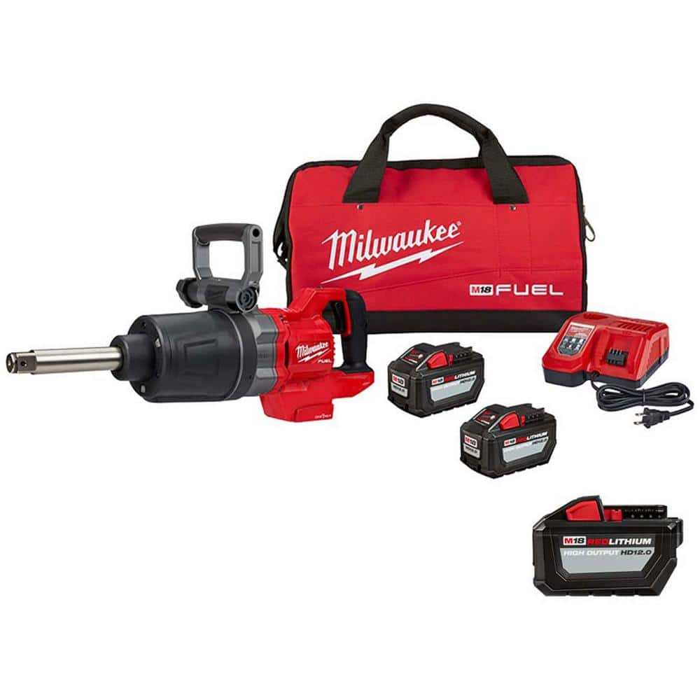 M18 FUEL 18V Lithium-Ion Brushless Cordless 1 in. Impact Wrench Extended Reach D-Handle Kit w/(3) 12.0 Ah Batteries -  Milwaukee, 2869-22HD-4