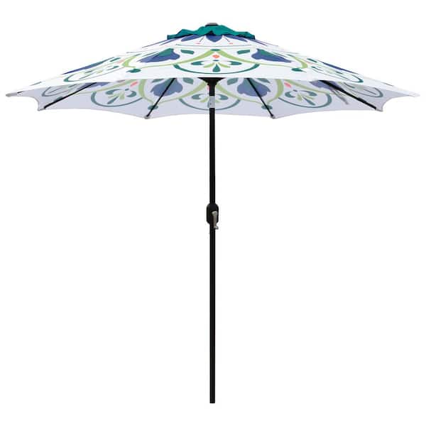 Maypex 9 ft. Steel Crank and Tilt Printed Market Patio