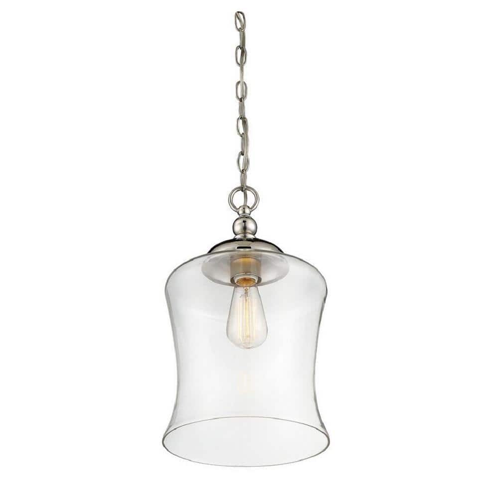 Savoy Elegance 1-Light Polished Nickel Mini Pendant with Clear Glass Shade