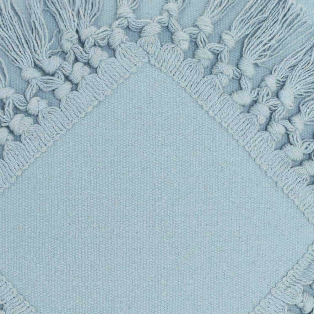 Nicole Curtis Ocean Blue Cotton Tassel Square Throw Pillow