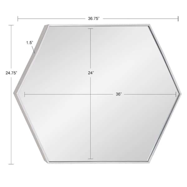 Rhodes 36 in. x 24 in. Classic Hexagon Framed Silver Wall Mirror