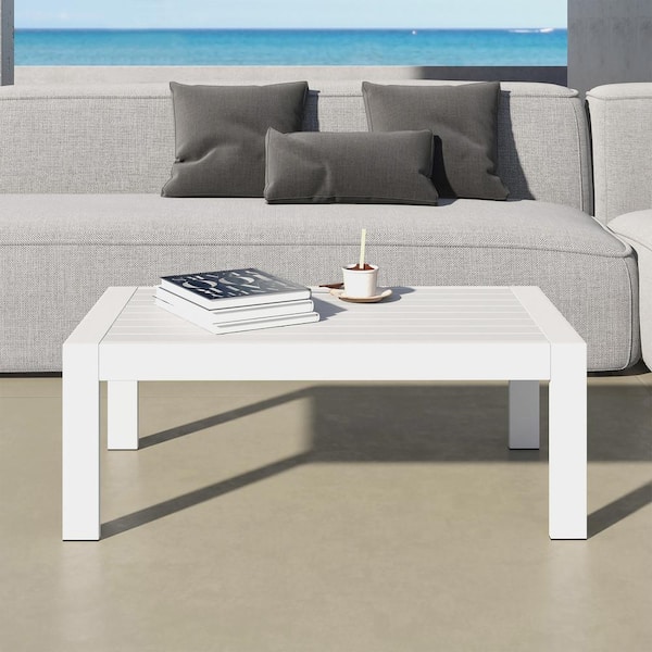 SUNVIVI White Aluminum Outdoor Coffee Table