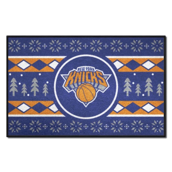 FANMATS New York Knicks Holiday Sweater Blue 1.5 ft. x 2.5 ft. Starter Area Rug