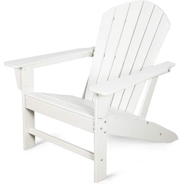 JUSKYS 1-Piece Large Size Off-White Plastic All Weather Adirondack Chair for Outdoor, Fire Pit, Deck, Lawn, Outside