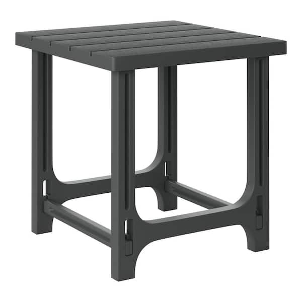 Coastline 18 in. Wide Gray Poly Plastic Fade Resistant Outdoor Patio Square Adirondack Side Table