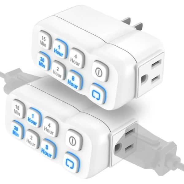 phyfalip 15 Amp 125 Volt 480 Min Indoor In-Wall Countdown Plug-in Timer 2-Grounded in White (2 Pack)