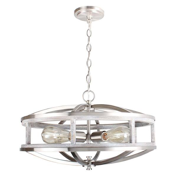 Reviews For Eglo Westbury 4 Light Brushed Nickel With Grey Wood Round Pendant Pg 1 The Home Depot Eglo Westbury 4 Light Brushed Nickel, Round Pendant Light Fixture Home Depot