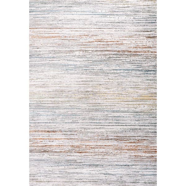 JONATHAN Y Loom Modern Strie ft. Gray/Blue/Orange 4 ft. x 6 ft. Area Rug