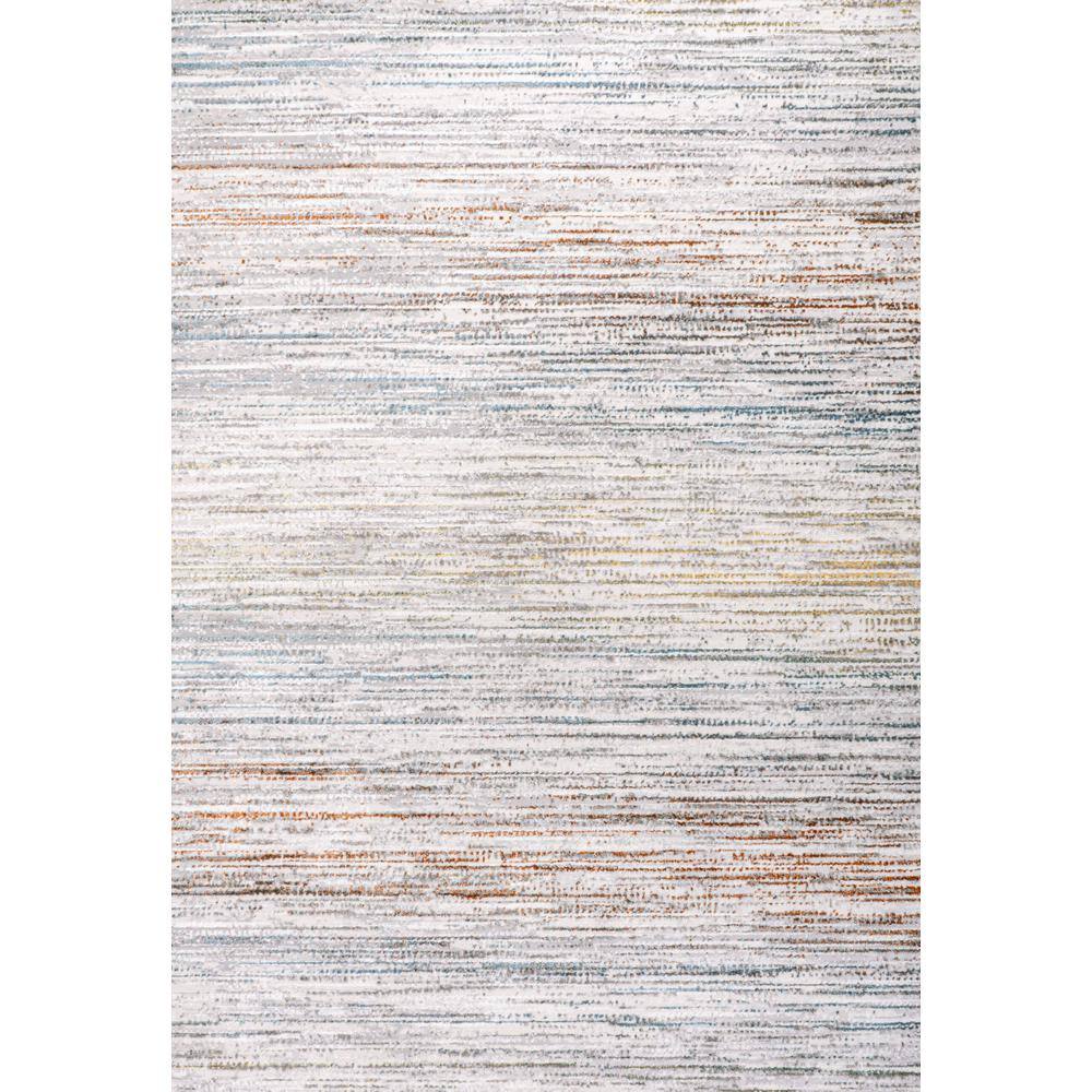 Gray and Blue Striped Synthetic Reversible Area Rug