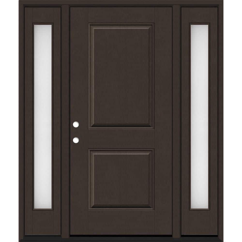 Regency 68 in. x 80 in. 2P Squaretop RHIS Hickory Stain Mahogany Fiberglass Prehung Front Door w/Obscure14in. SLs 4-9/16 price history on PriceWatchPro