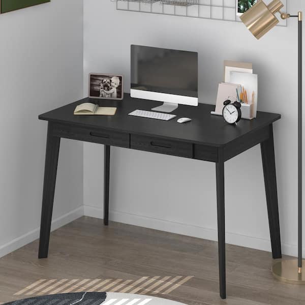 21.7 in. H Retangular Black walnut Wood 2 Drawer Computer &Gaming Desk