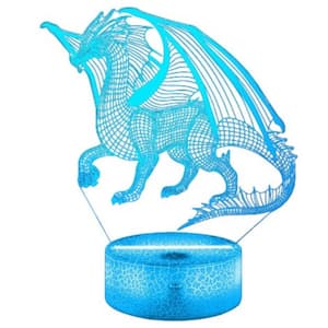 2-Watts LED Dragon 3D Illusion Lamp Night Light Bulb for Kids 16 Colors Changing with Remote Control 1 Package A15