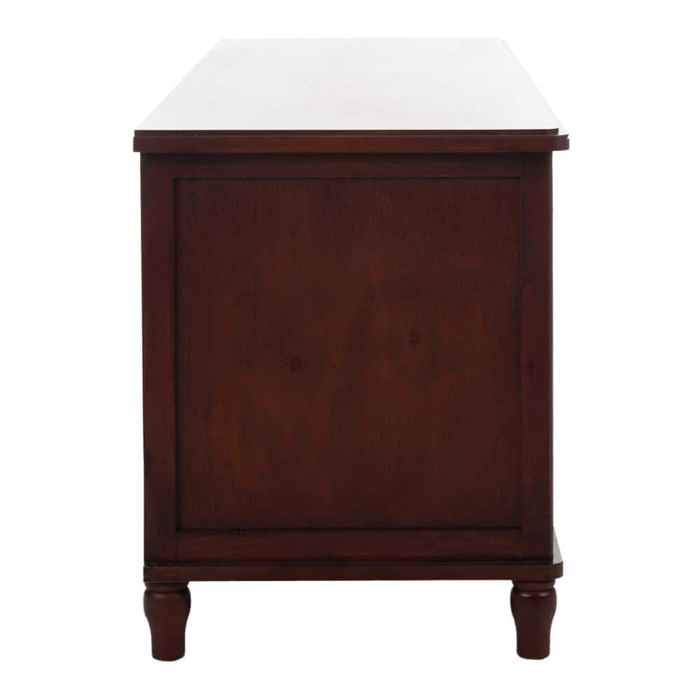 White Transitional Wood Entertainment Unit with Rattan Baskets