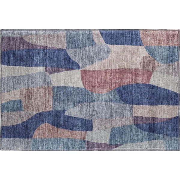 Mayfield Premium Machine Washable Abstract AMF2376 Blue 2 ft. x 3 ft. Accent Rug