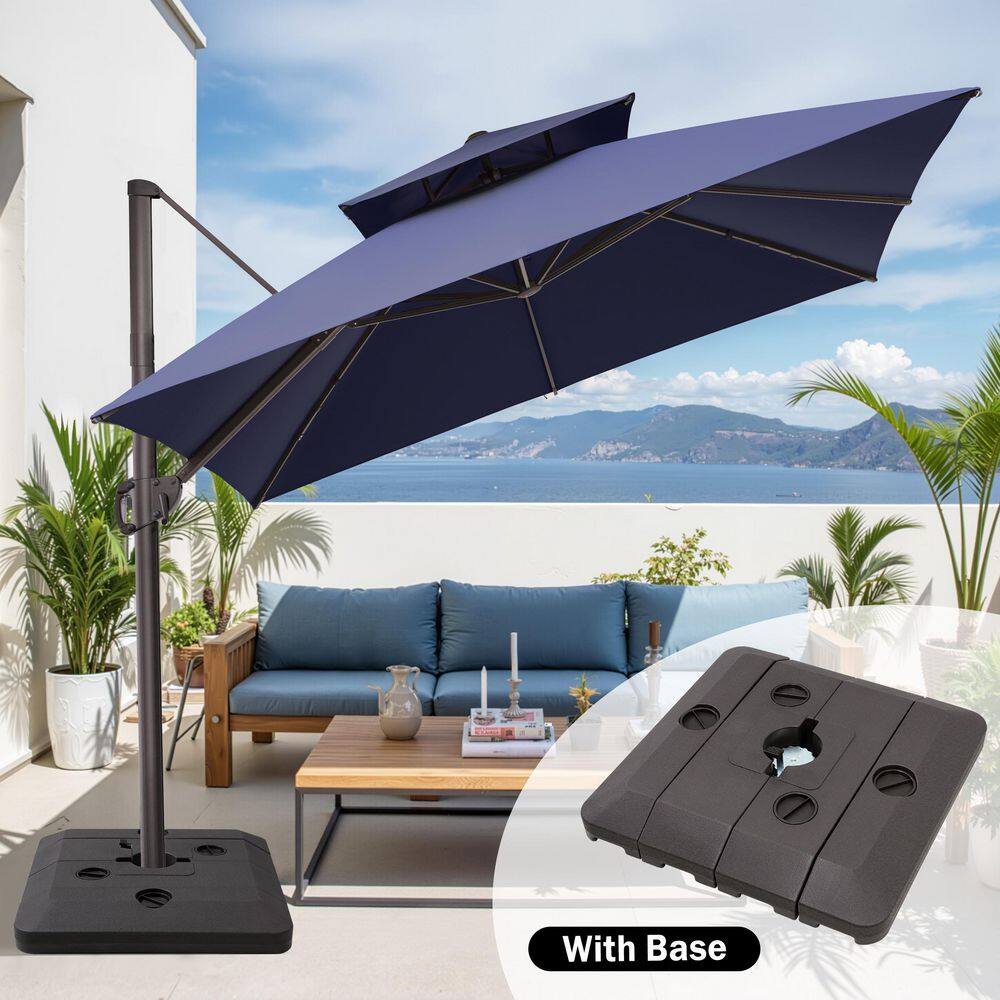 11 ft. x 11 ft. Double Top Cantilever Tilt Patio Umbrella in Navy Blue with 240 lbs. Base Stand price history on PriceWatchPro