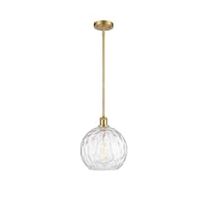 Athens Water Glass 60-Watt 1 Light Satin Gold Shaded Mini Pendant Light with Clear glass Clear Glass Shade